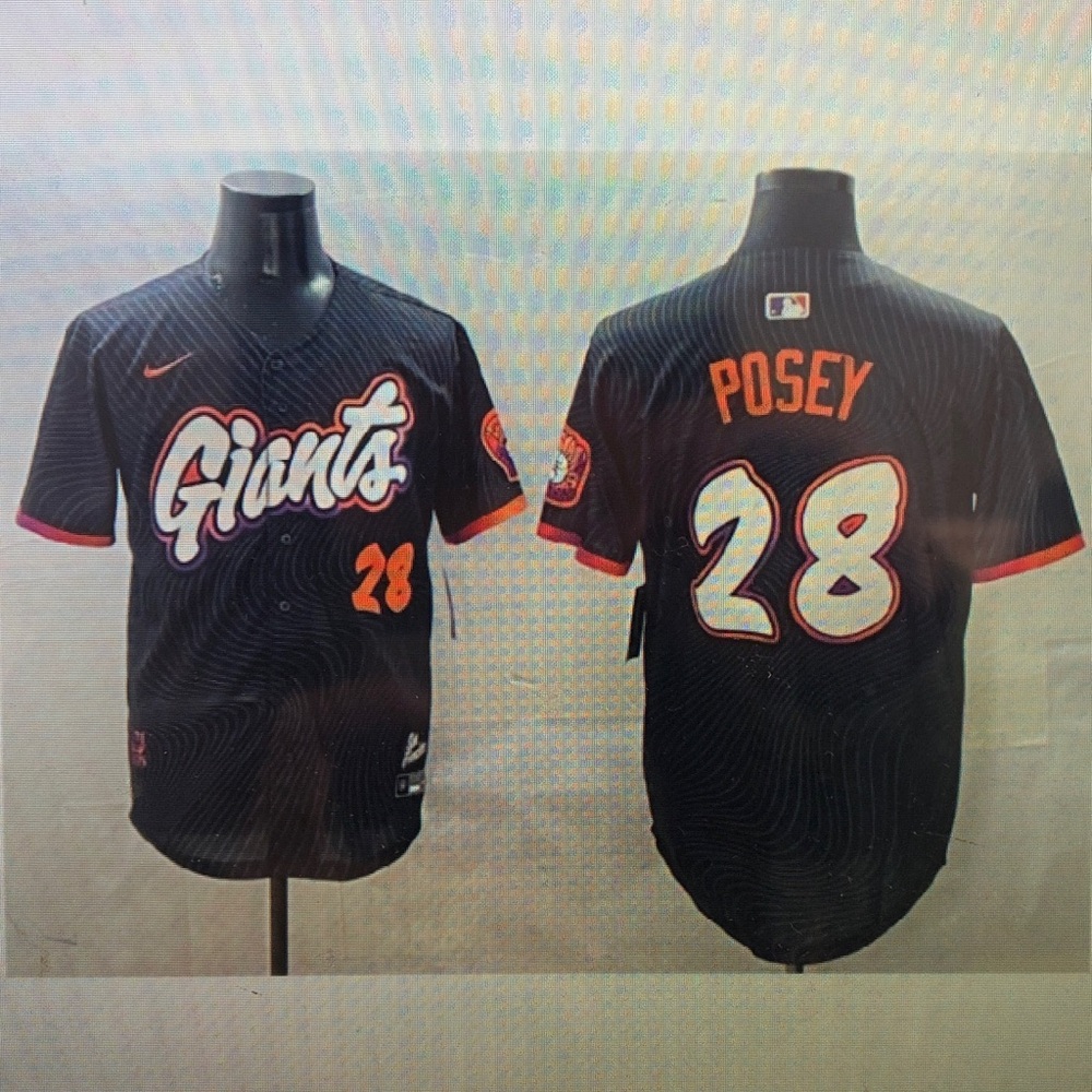 🥳Buster Posey Stitched Black Jersey😉